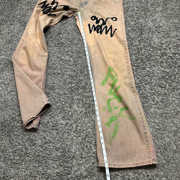 Asspizza Jeans 2018 NYC Pop Up F Life Screenprint Hand Painted 32x34 Dyed - Picture 7 of 12